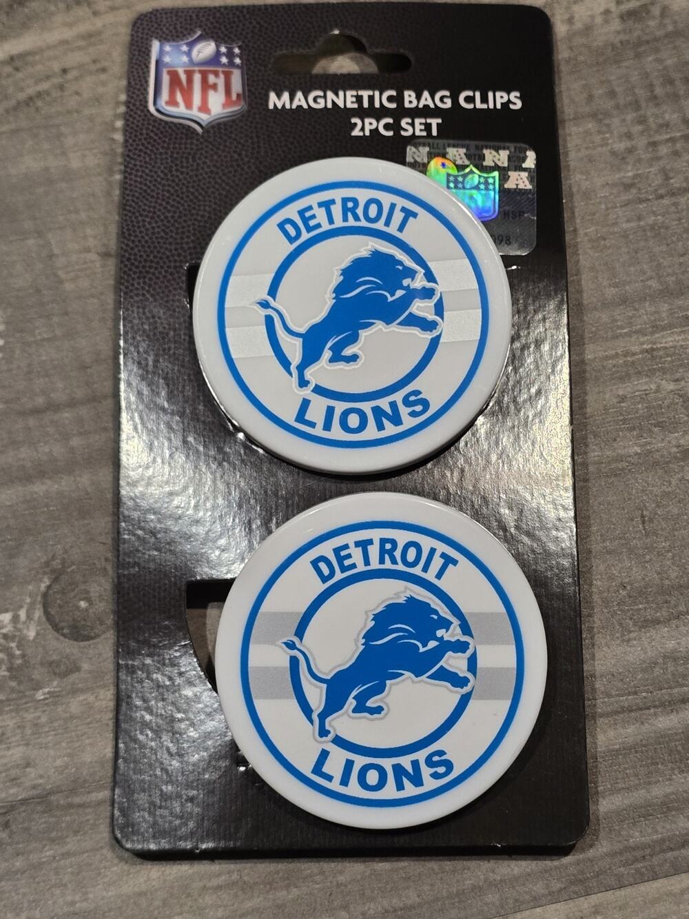 NFL Detroit Lions Logo Magnetic Bag Clips Plastic 2 PC Set NIP NEW B5